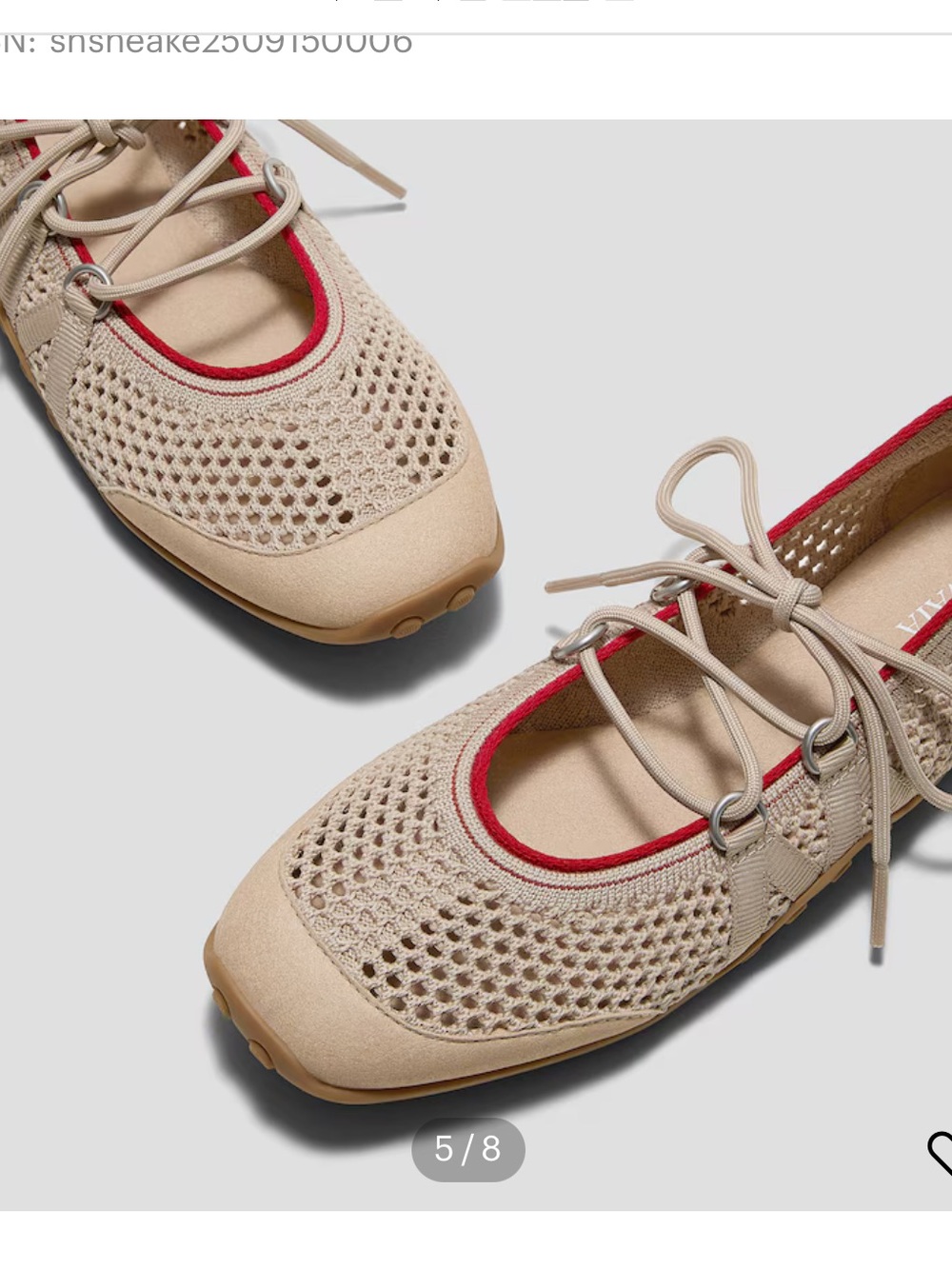 Vivaia Cecily Sneaker Ballet Flats Hybrid Mesh Mary-Janes Tan 38